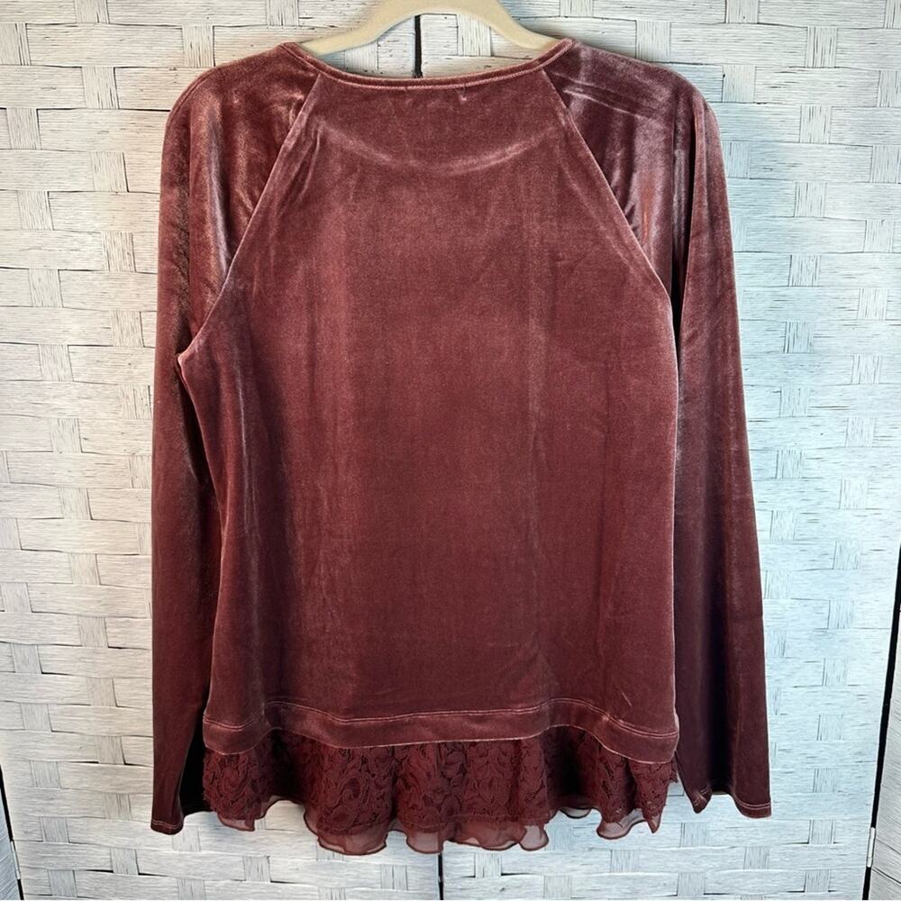 Sundance Womens Grace Velvet Lace tunic long sleeve Whimsigoth bohemian fuzzy - Picture 2 of 8